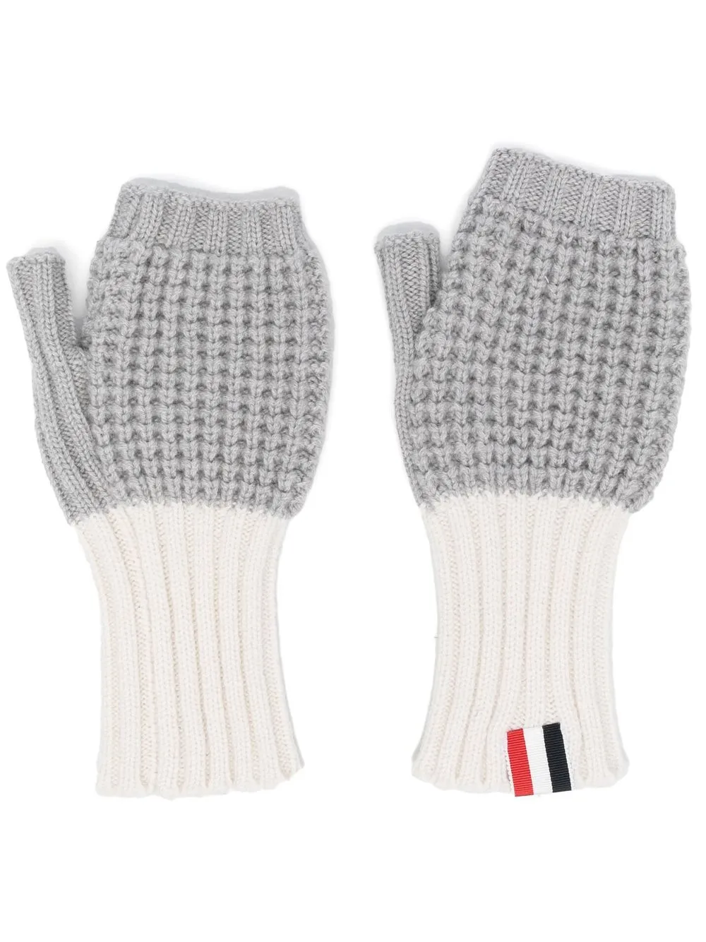 Thom Browne guantes con diseño de dos tonos - Gris