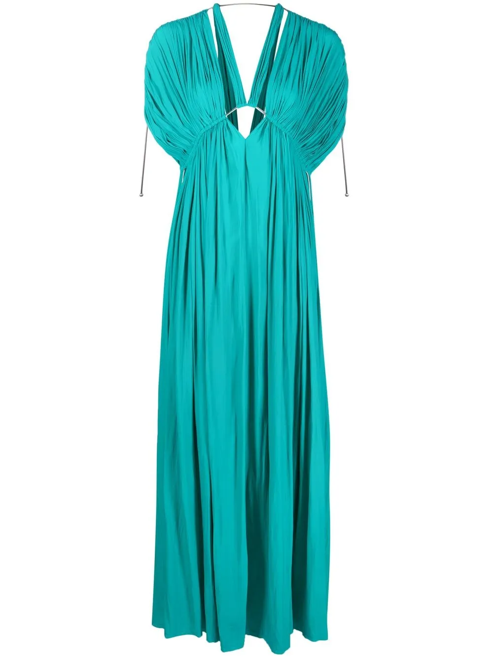 LANVIN gathered-detail V-neck dress - Blu
