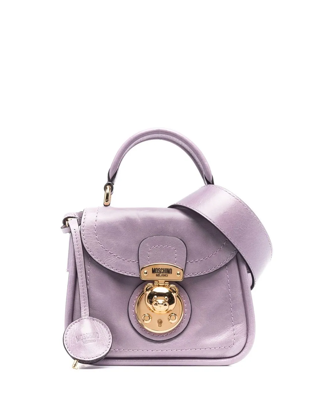 

Moschino logo-plaque leather tote bag - Purple