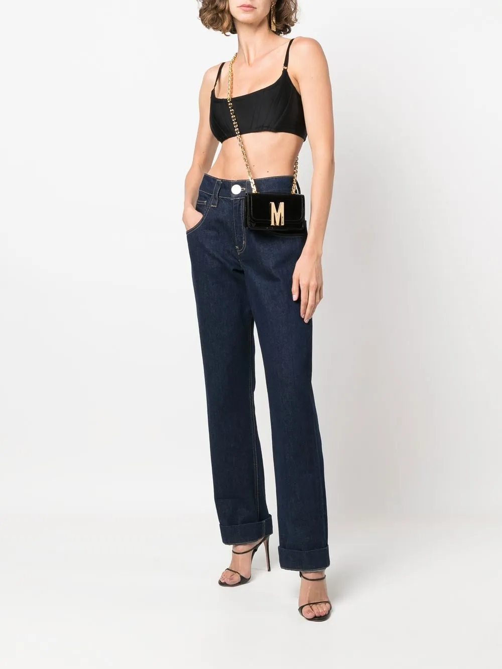 Moschino Crossbodytas met logoplakkaat - Zwart
