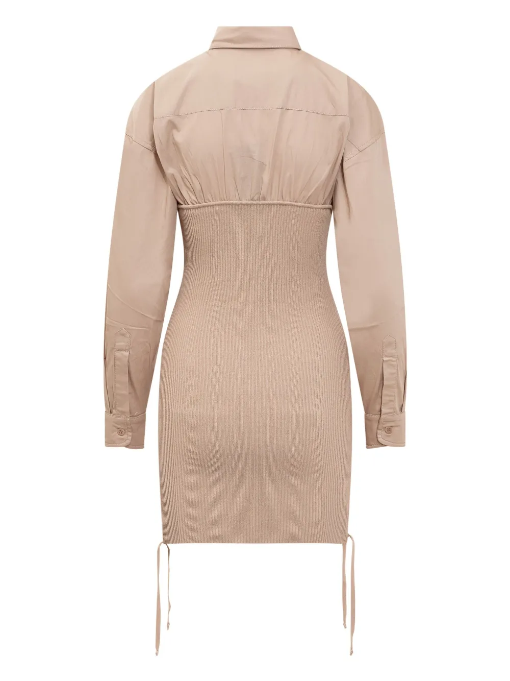 ANDREĀDAMO Geribbelde mini-jurk - Beige
