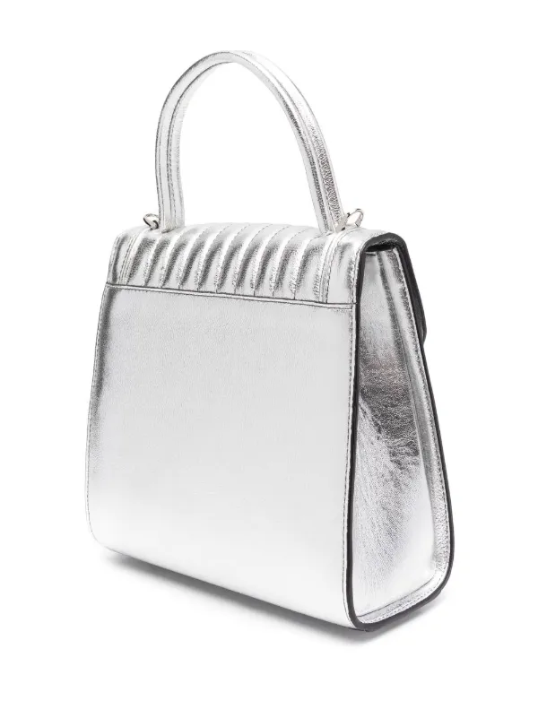 Metallic shop leather tote