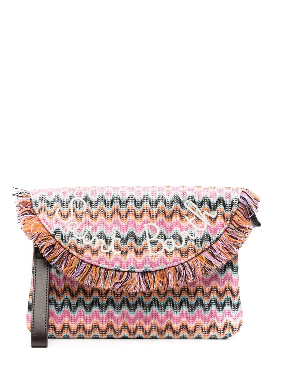 

MC2 Saint Barth wave-weave embroidered bag - Pink
