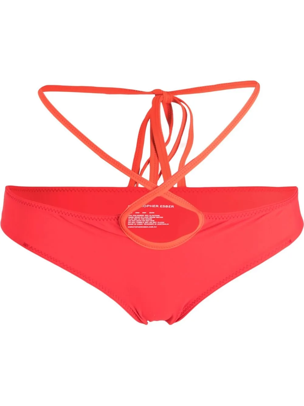 

Christopher Esber bikini bottom con tiras cruzadas - Rojo