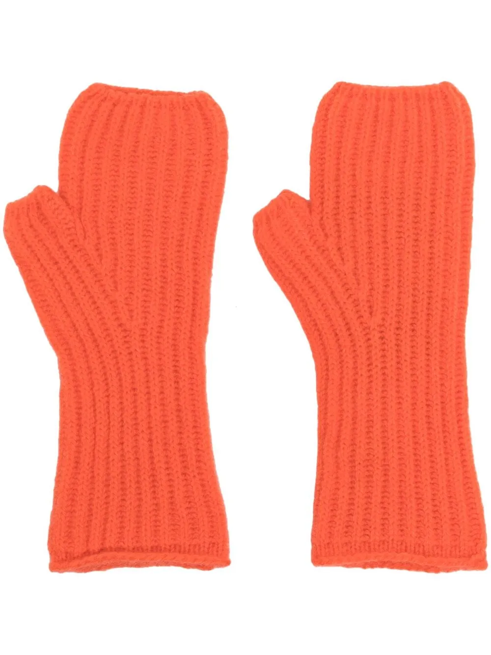 pringle of scotland ribbed-knit cashmere gloves - orange