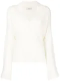 Pringle of Scotland ribbed-knit shawl-neck jumper - White