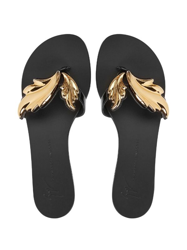 Christian Dior Thong Black Leather Pam Slippers