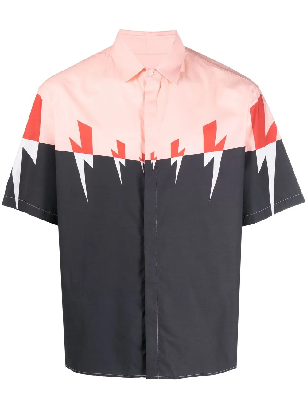 

Neil Barrett camisa con motivo Thunderbolt y diseño color block - Rosado