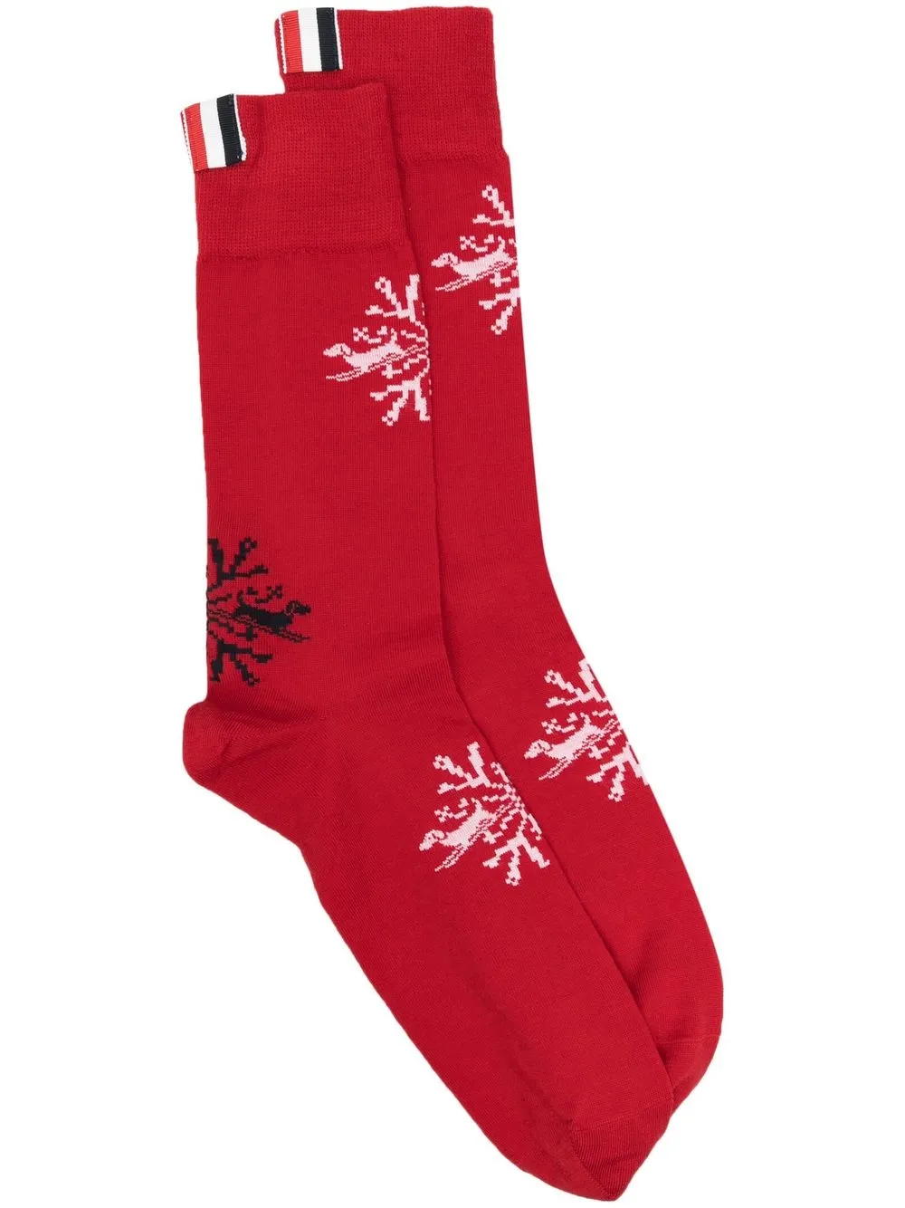 

Thom Browne Holiday Snowflake intarsia mid calf socks - Red