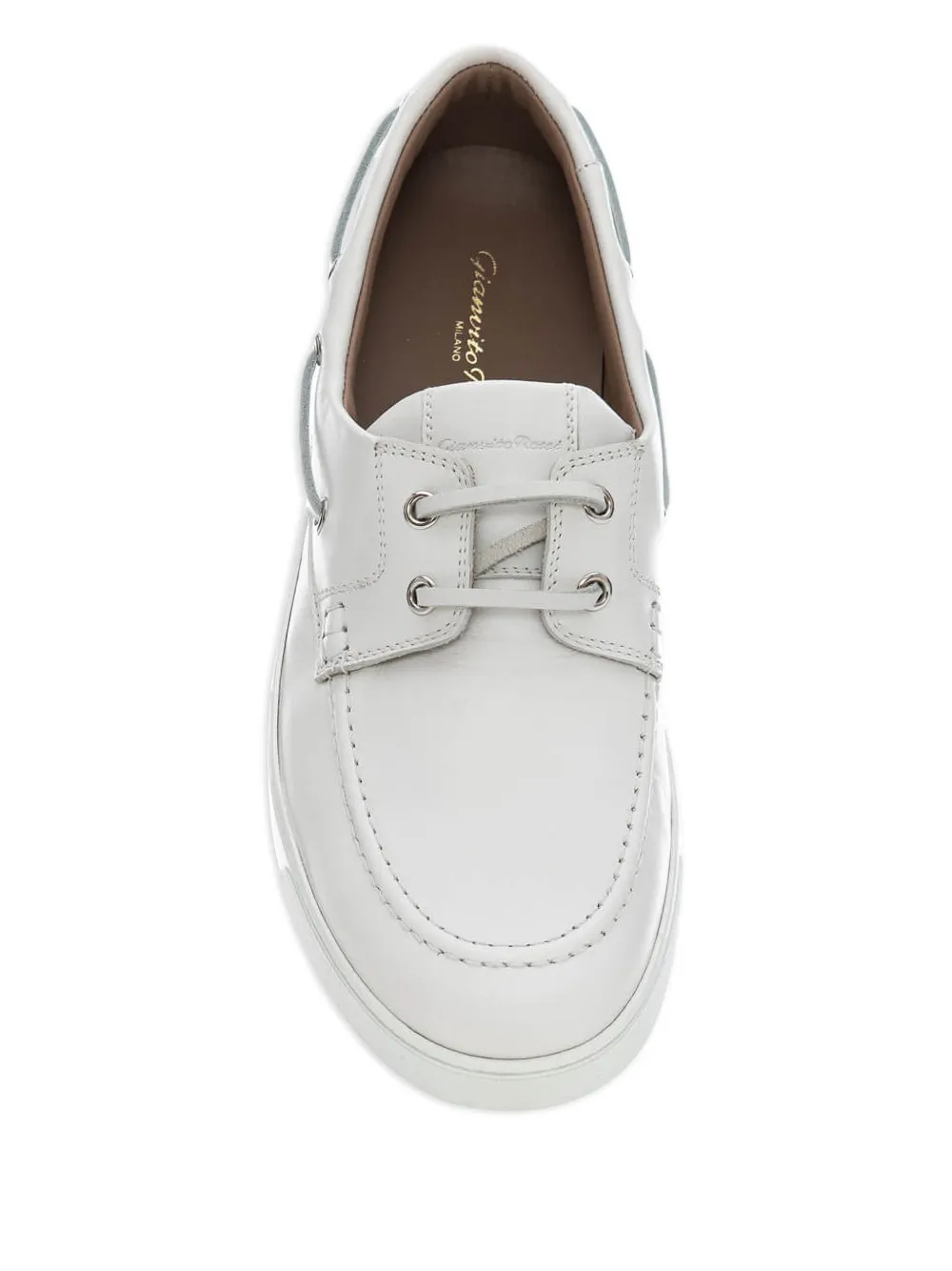 Gianvito Rossi leather lace-up boat shoes White