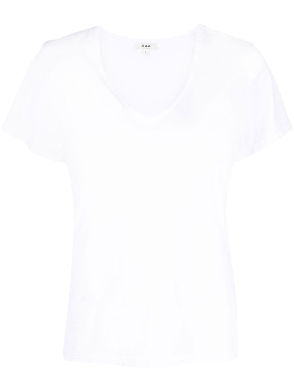 Agolde V-neck Design T-shirt In White