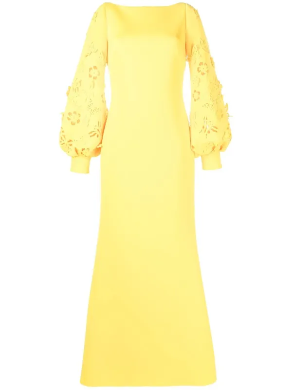 Badgley Mischka Floral puff-sleeve 