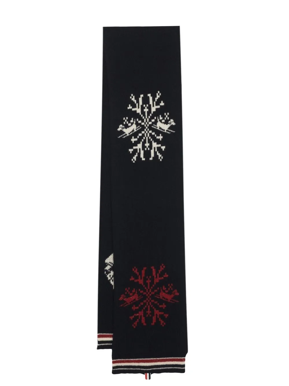 Thom Browne Donegal Snowflake Intarsia Stripe Scarf In Blue