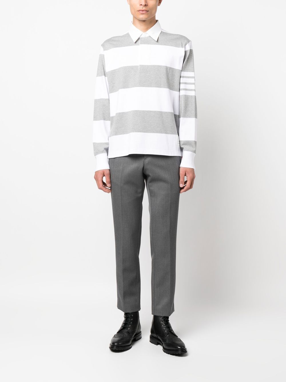 Thom Browne Poloshirt met vier strepen - Grijs