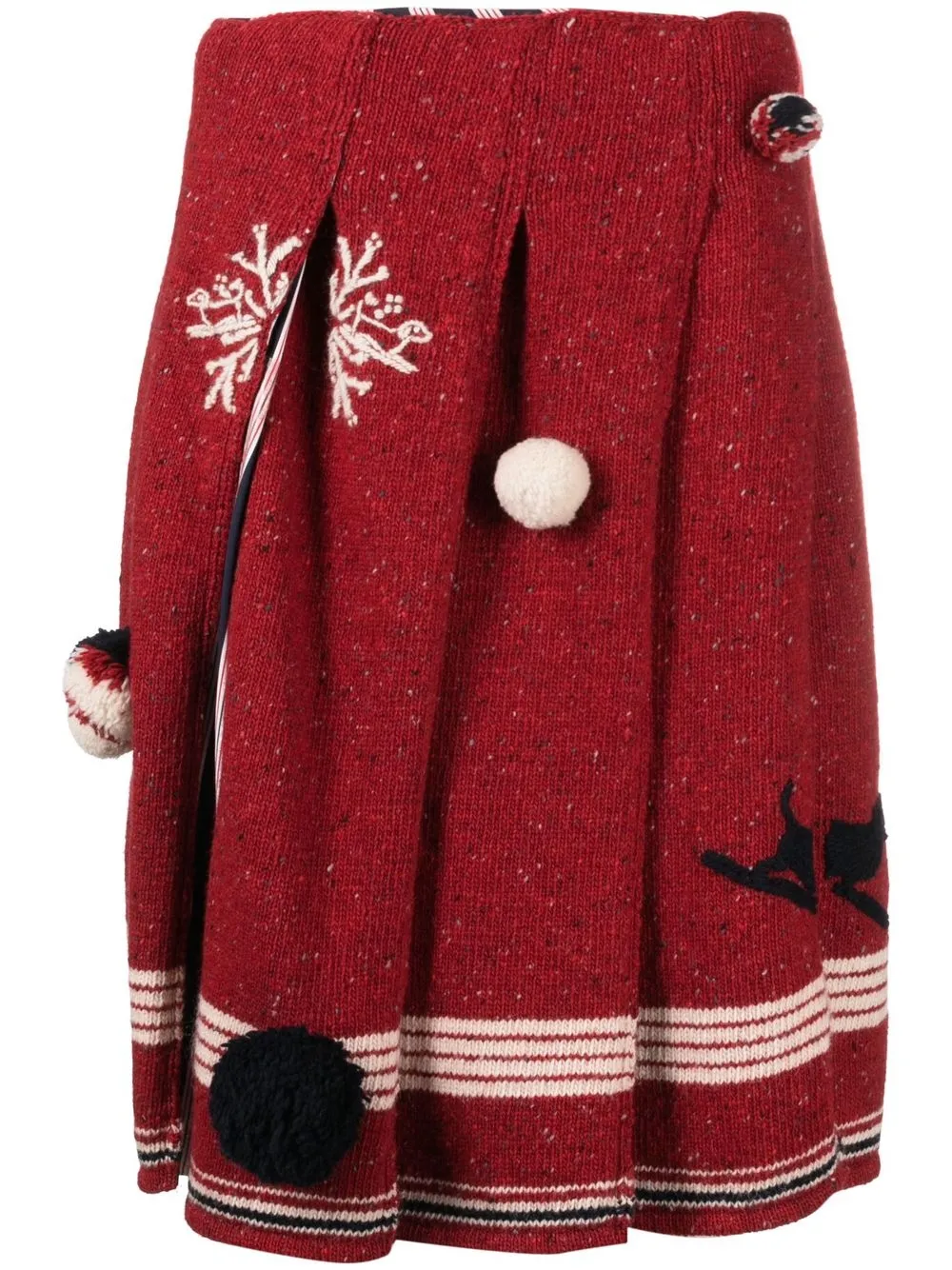 

Thom Browne pompom-detail pleated skirt - Red