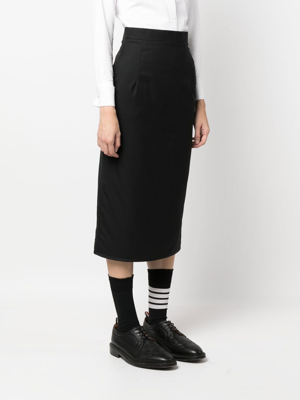 Shop Thom Browne Twill-weave Pencil Skirt In Black