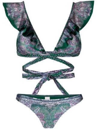 ZIMMERMANN paisley-print wrap-around Swimsuit - Farfetch