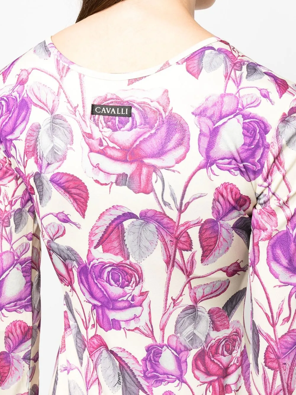 Roberto Cavalli Floral-print Midi Dress In Purple