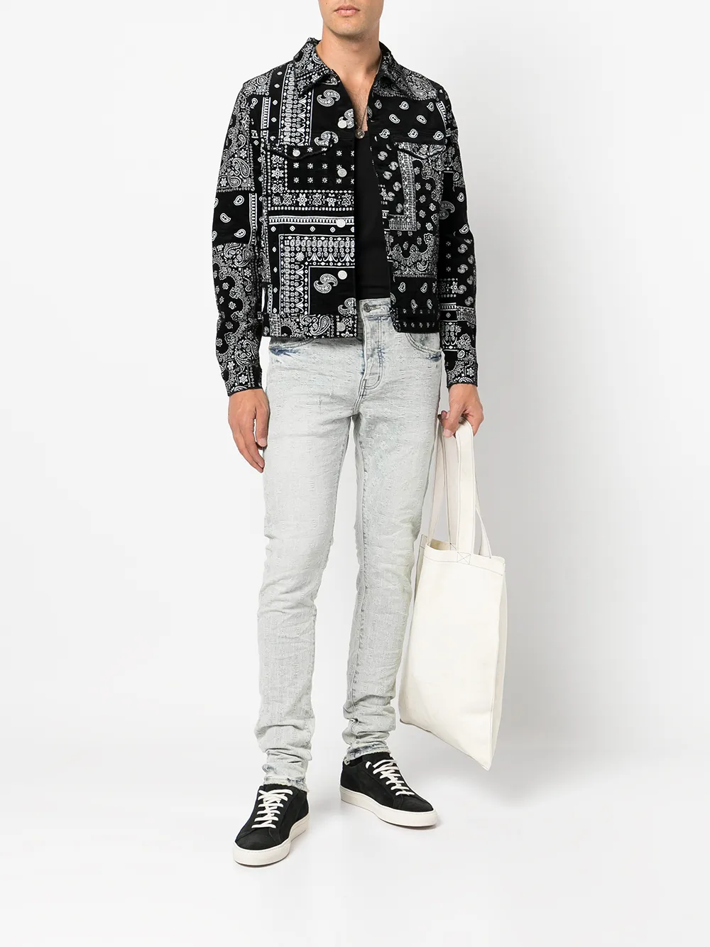 Purple Brand Shirtjack met paisley-print Zwart