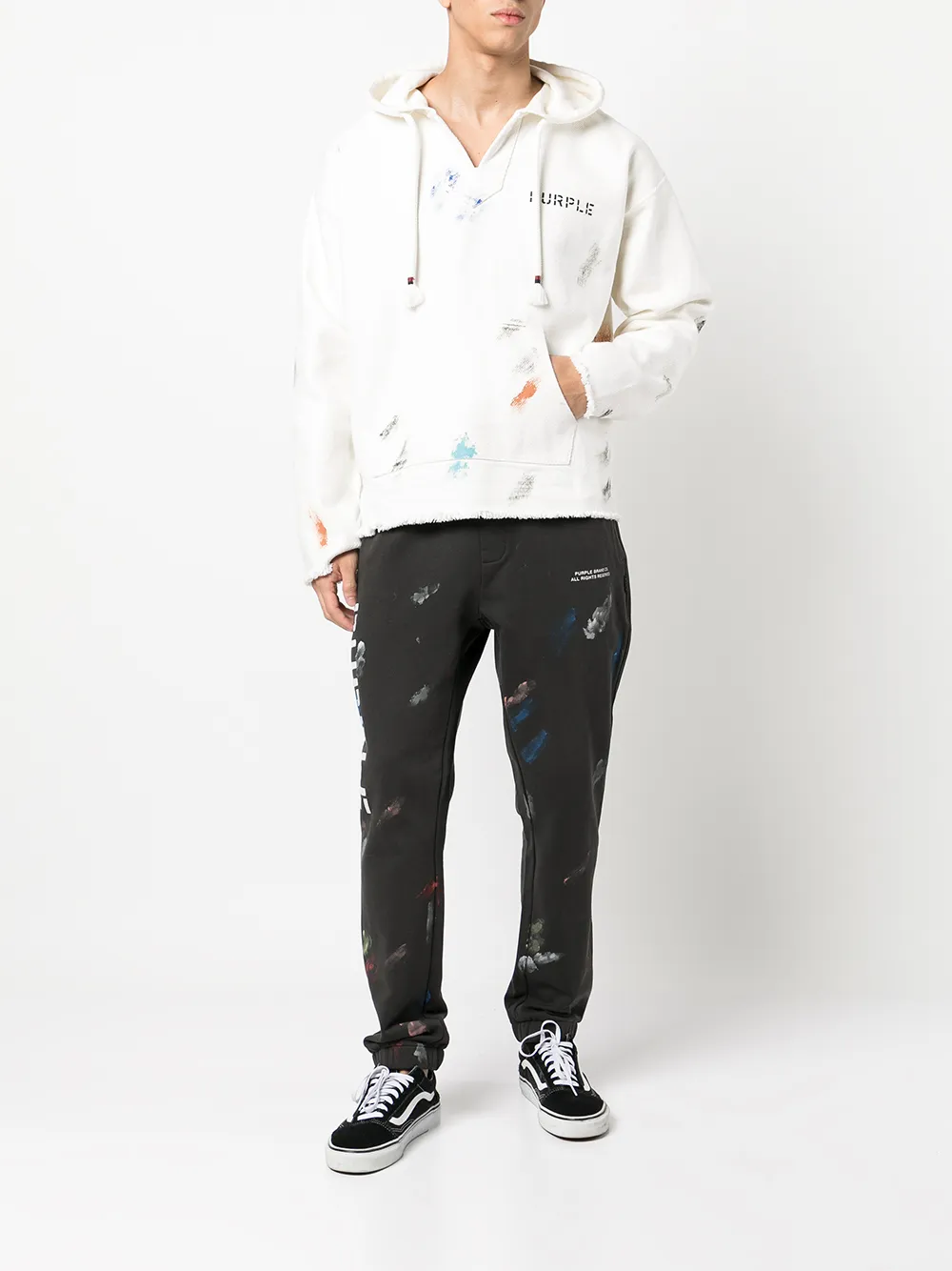 Purple Brand Hoodie met print - Wit