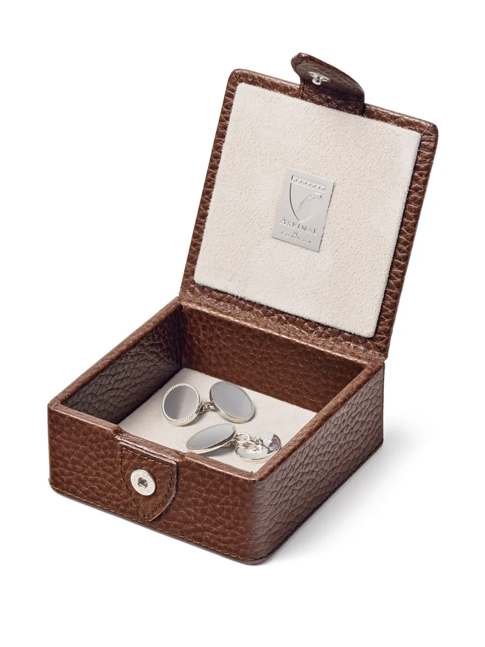  Aspinal Of London Leather Stud Box - Brown 