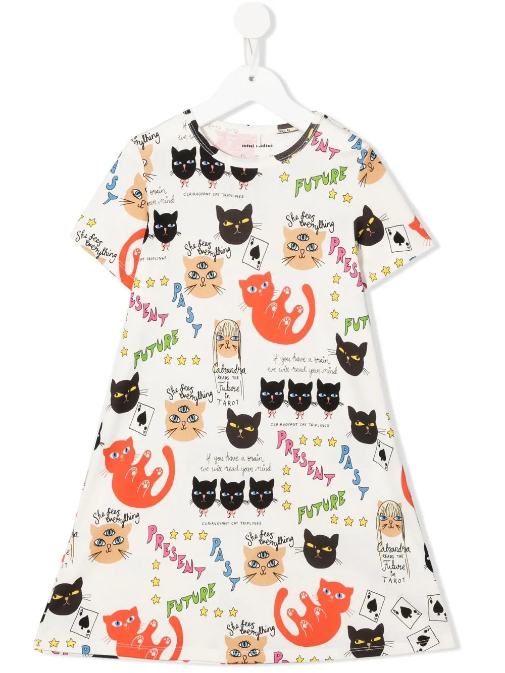 

Mini Rodini Clairvoyant Cats graphic-print T-shirt dress - White