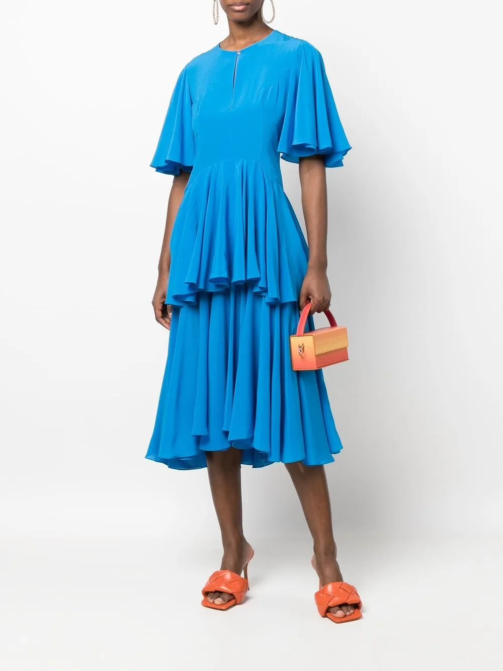 

Rochas vestido midi con volantes - Azul