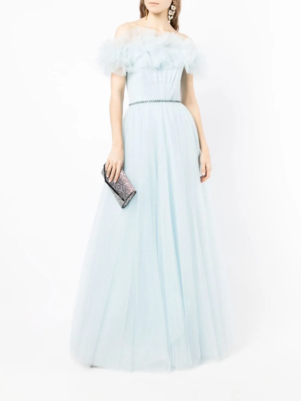 Image 2 of Jenny Packham ruffled off-shoulder tulle gown
