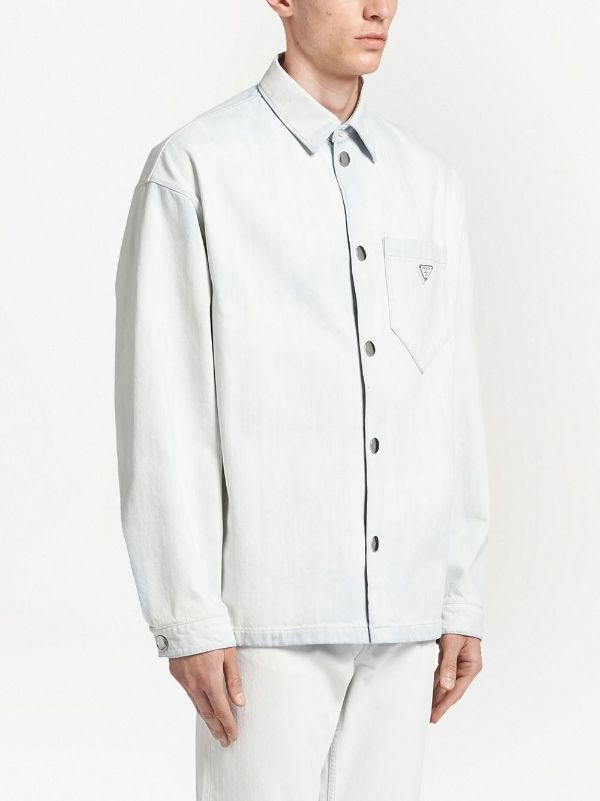 prada logo plaque denim shirt