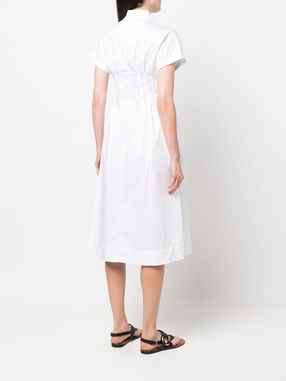 Shop Blanca Vita Short-sleeve Cotton Shirtdress In White