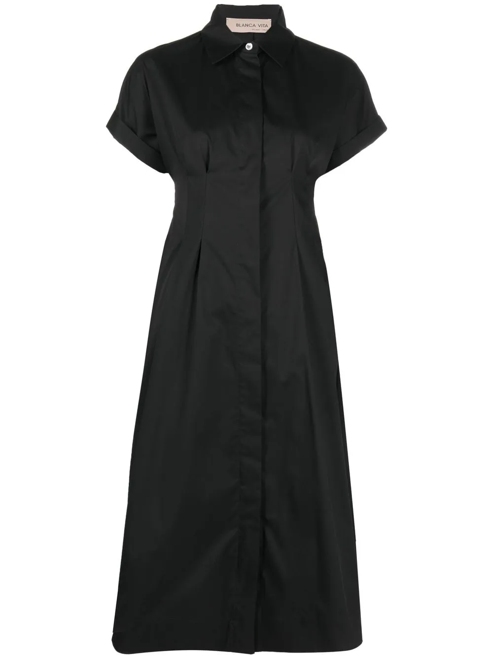 

Blanca Vita vestido acampanado con cuello - Negro