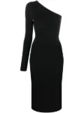 Victoria Beckham one shoulder ribbed midi dress - Black