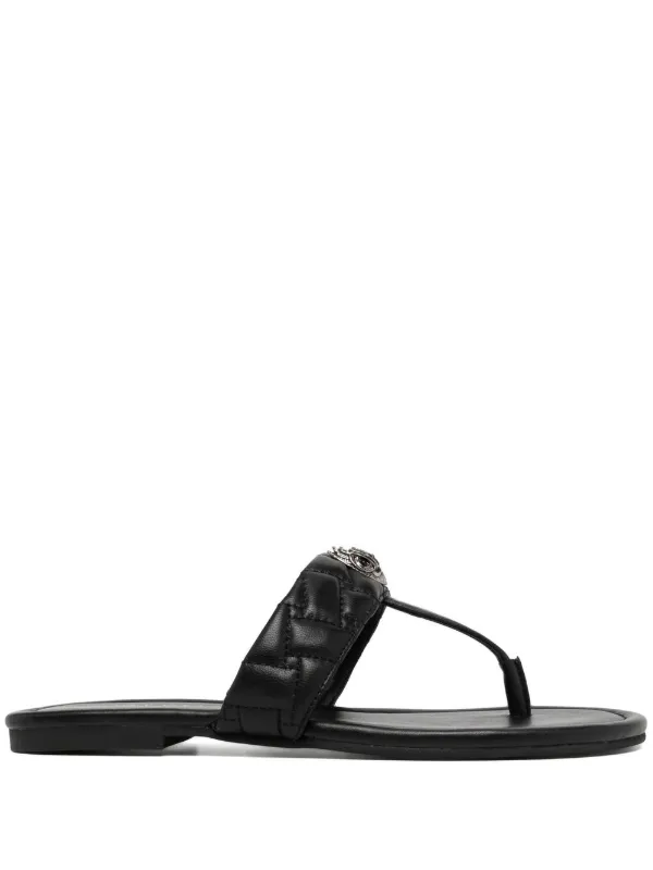 Kurt geiger black flat sandals discount