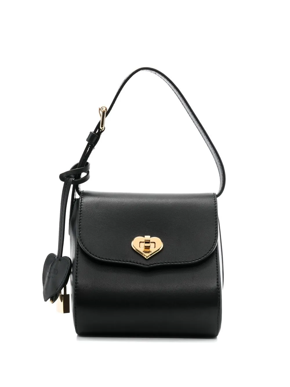 

Moschino heart-lock leather tote bag - Black