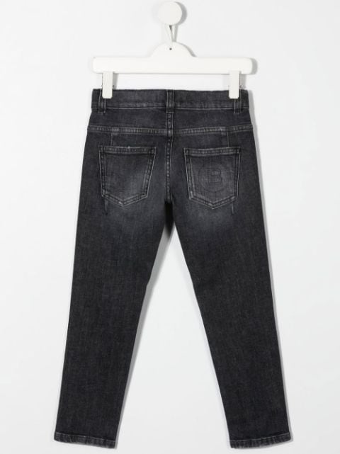 slim-cut denim jeans