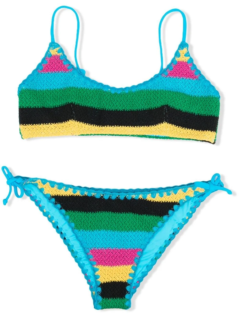 

MC2 Saint Barth Kids TEEN striped crochet bikini - Blue