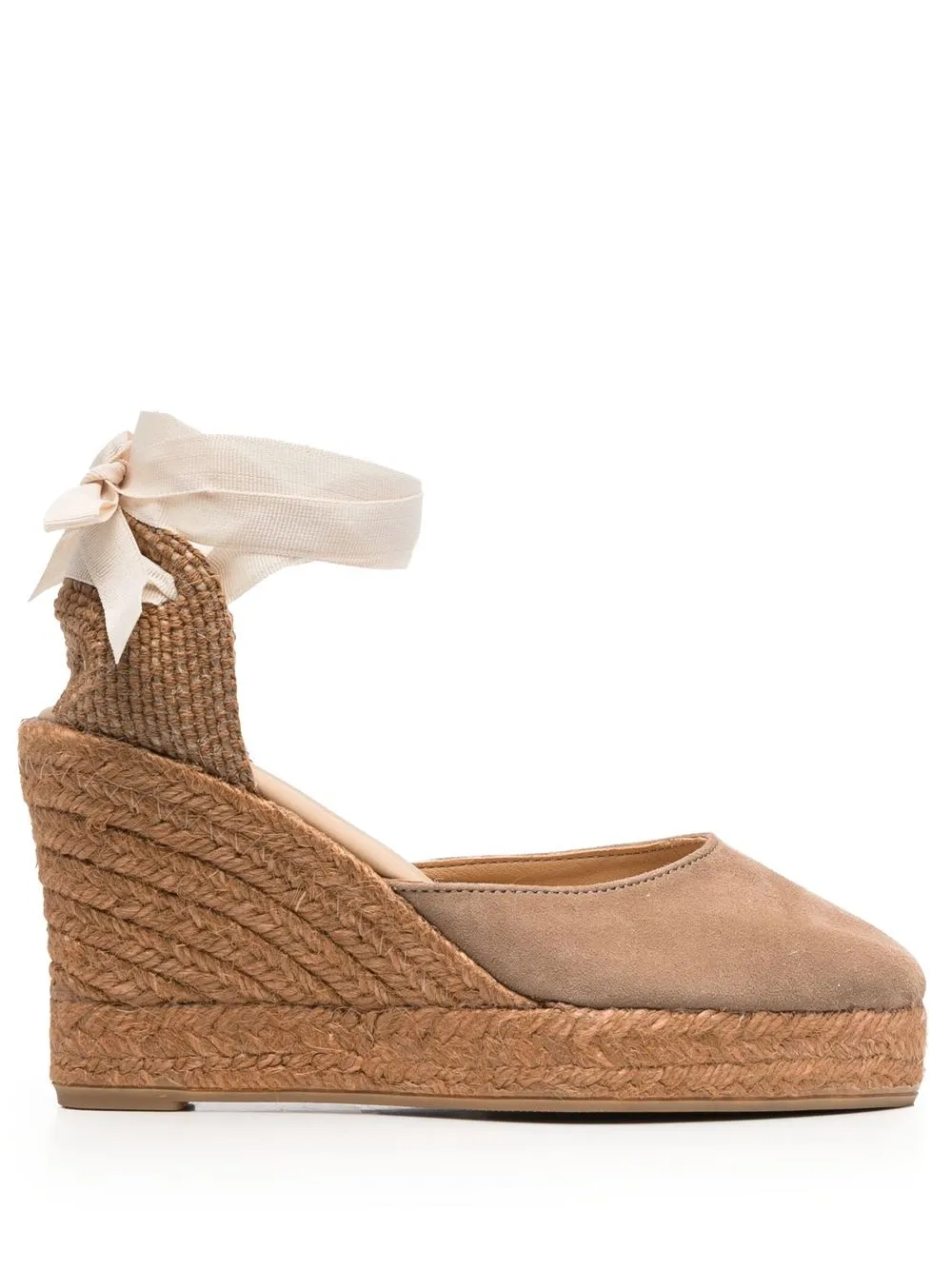 

Manebi 100mm soft-suede wedged espadrilles - Neutrals