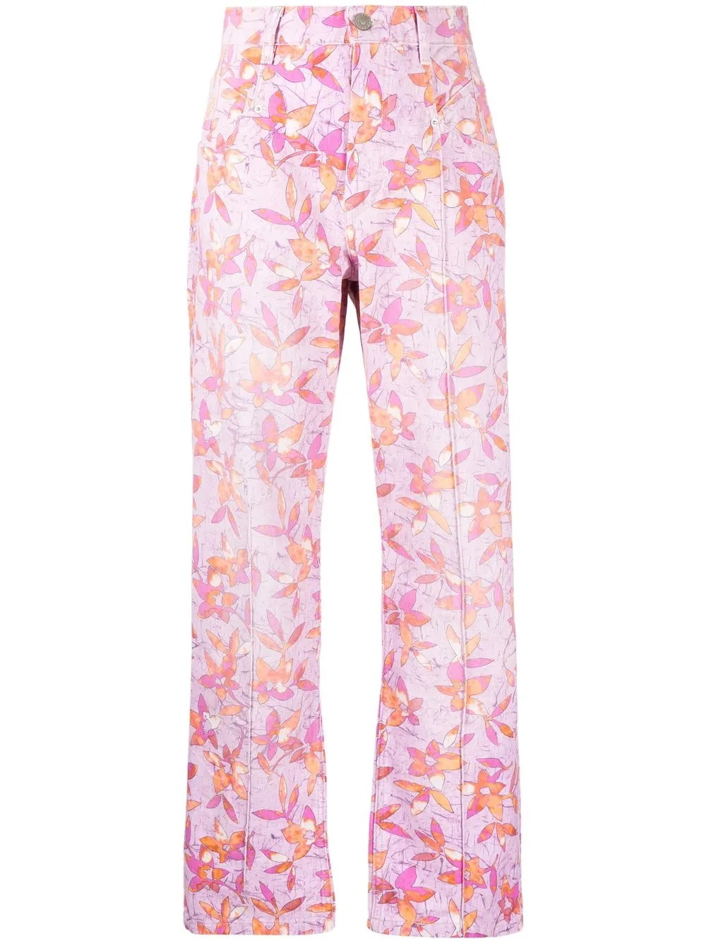 

Isabel Marant floral-print straight-leg trousers - Pink