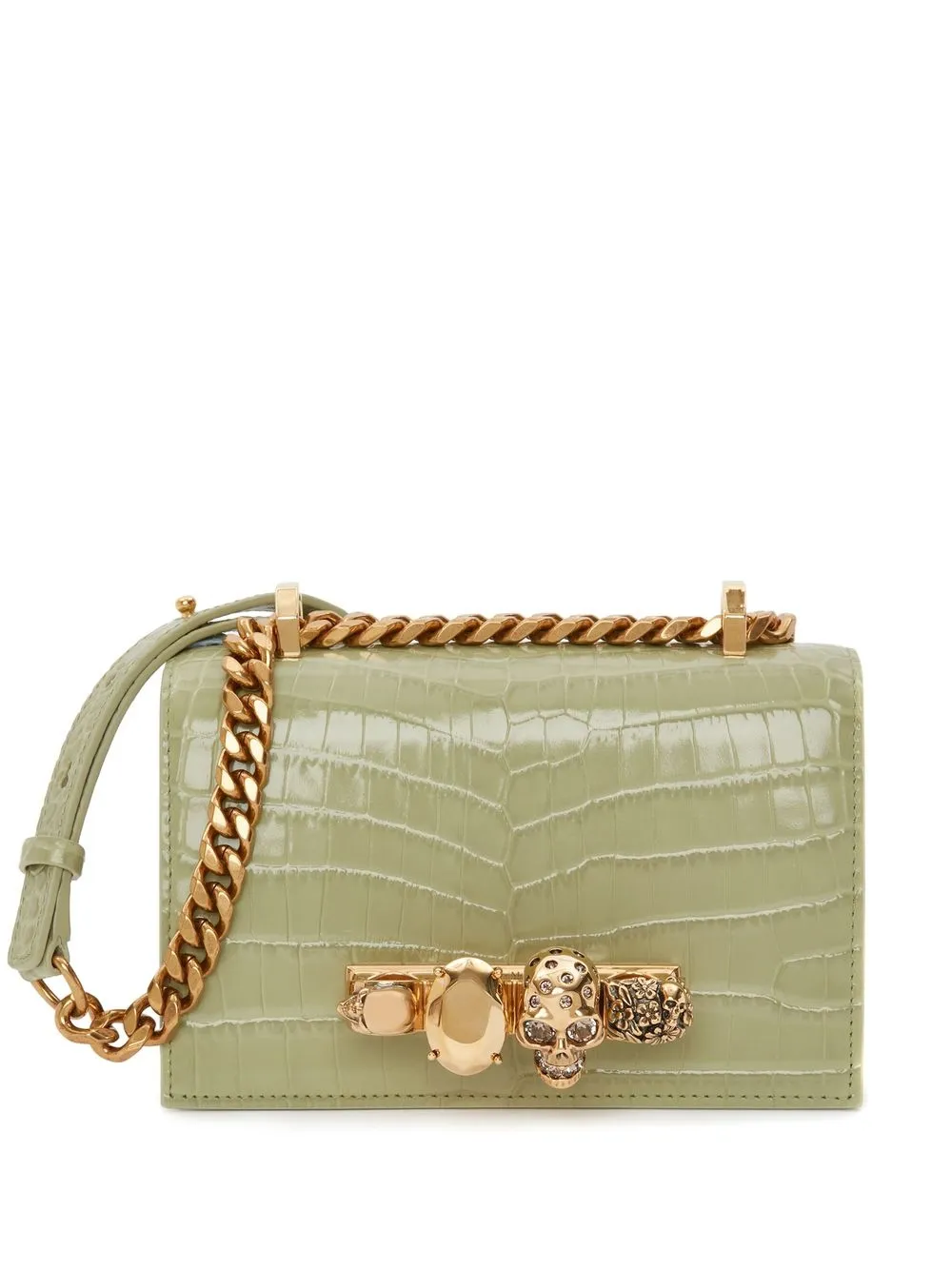 

Alexander McQueen bolsa crossbody con dije de calavera - Verde