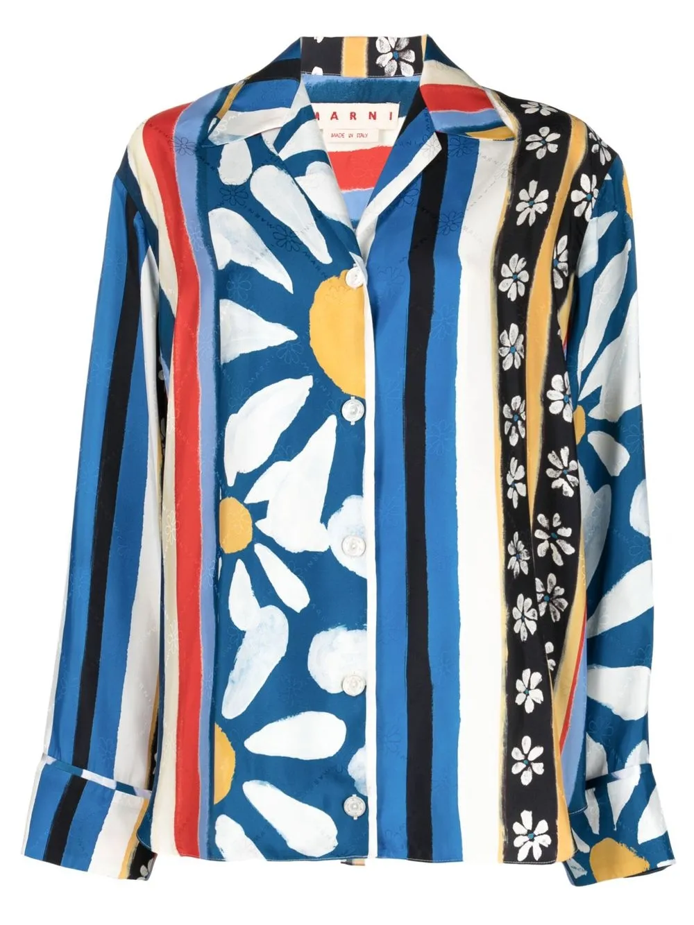 

Marni camisa con estampado floral y rayas - Azul