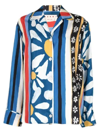 Marni Striped floral-print Shirt - Farfetch