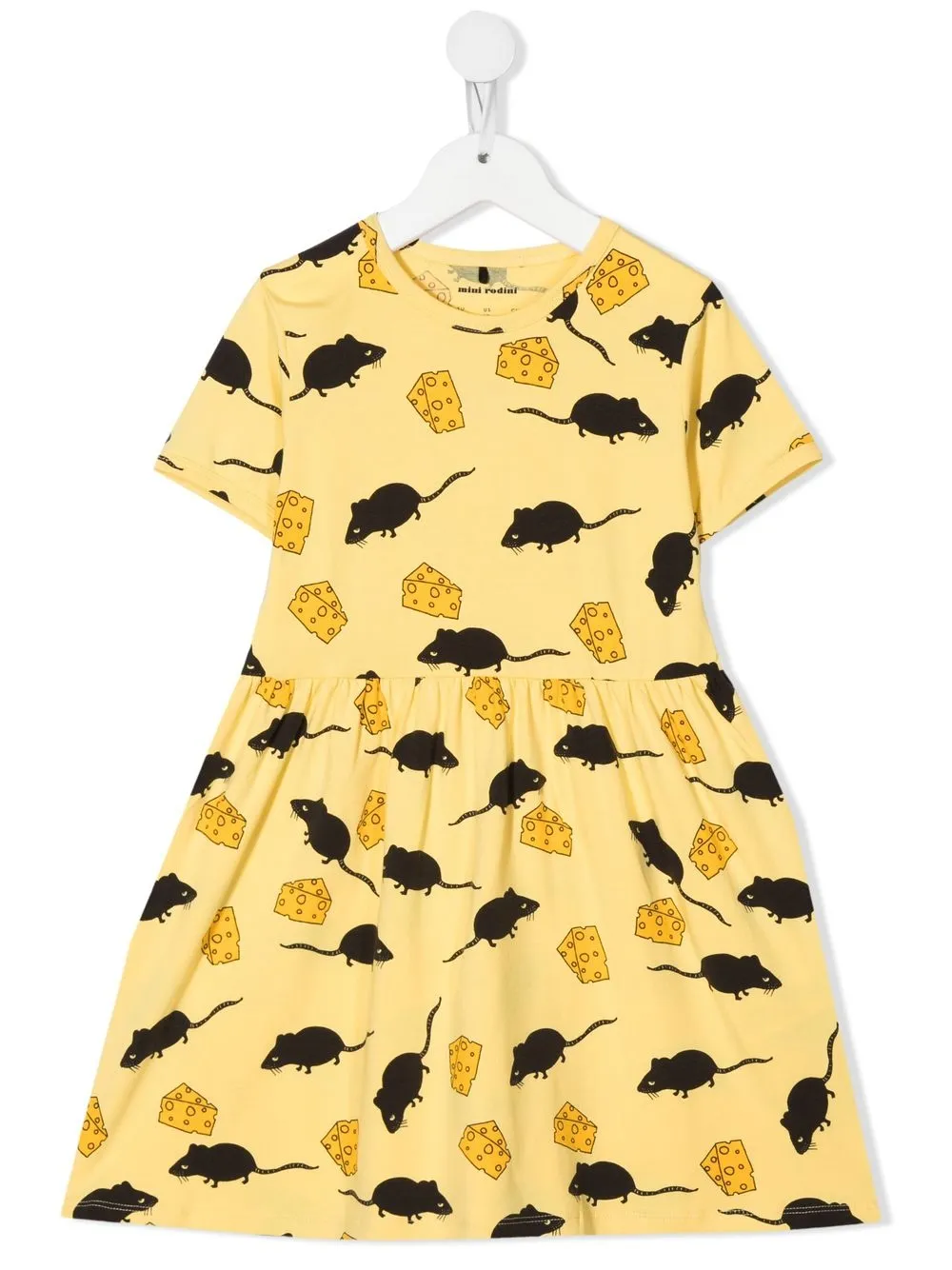 

Mini Rodini vestido estilo playera con ratón estampado - Blanco