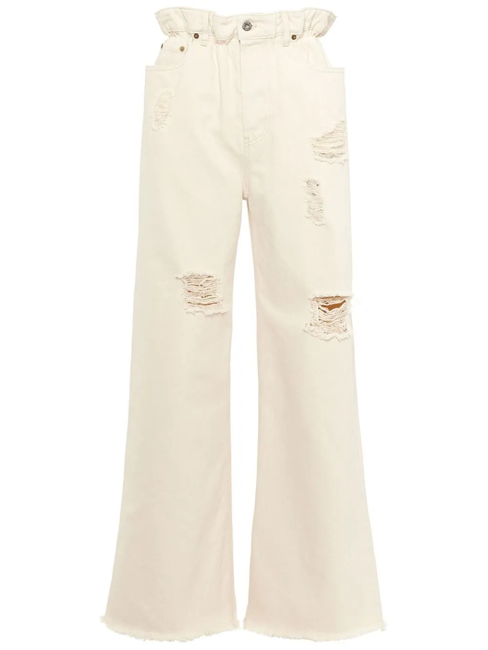 

Miu Miu distressed paperbag-waist jeans - Neutrals