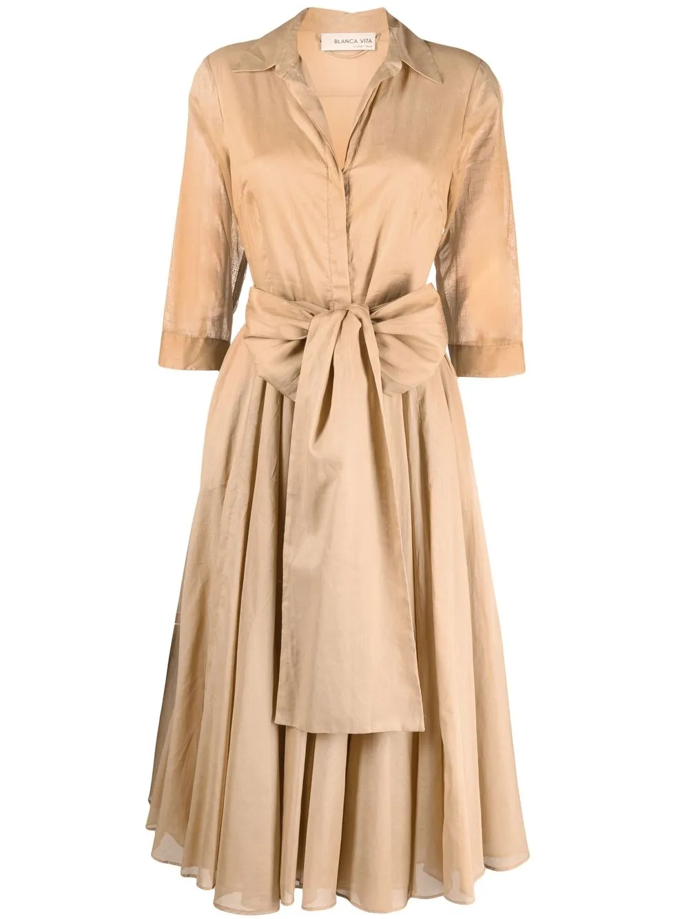 

Blanca Vita flared cotton shirtdress - Neutrals