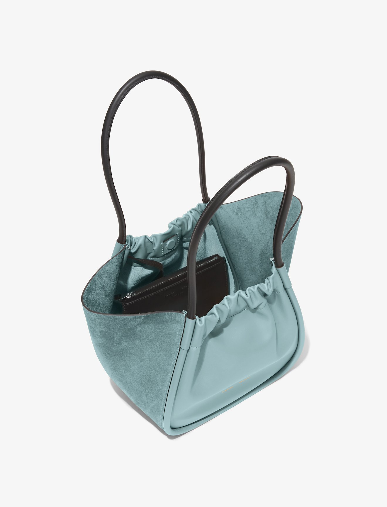 Large Suede Ruched Tote #4