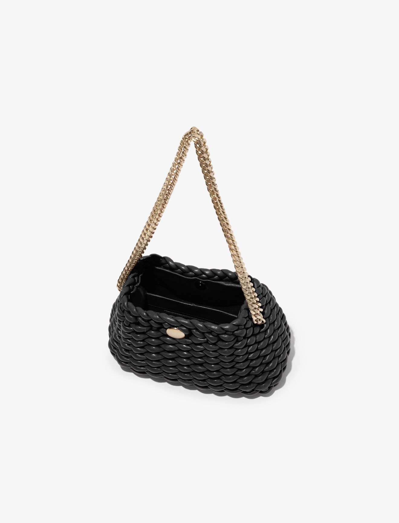 Small Woven Leather Chain Tobo Bag in black | Proenza Schouler