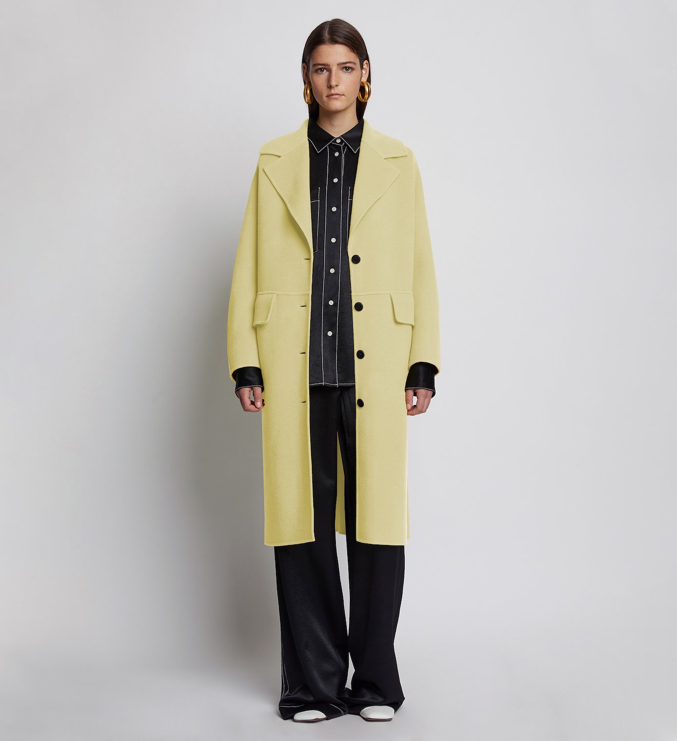 Wool Cashmere Double Face Coat in yellow | Proenza Schouler