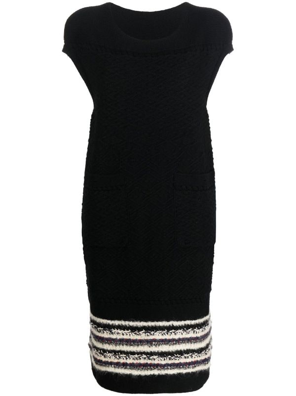 CHANEL Pre-Owned Tweed Detailing Knitted Dress - Farfetch
