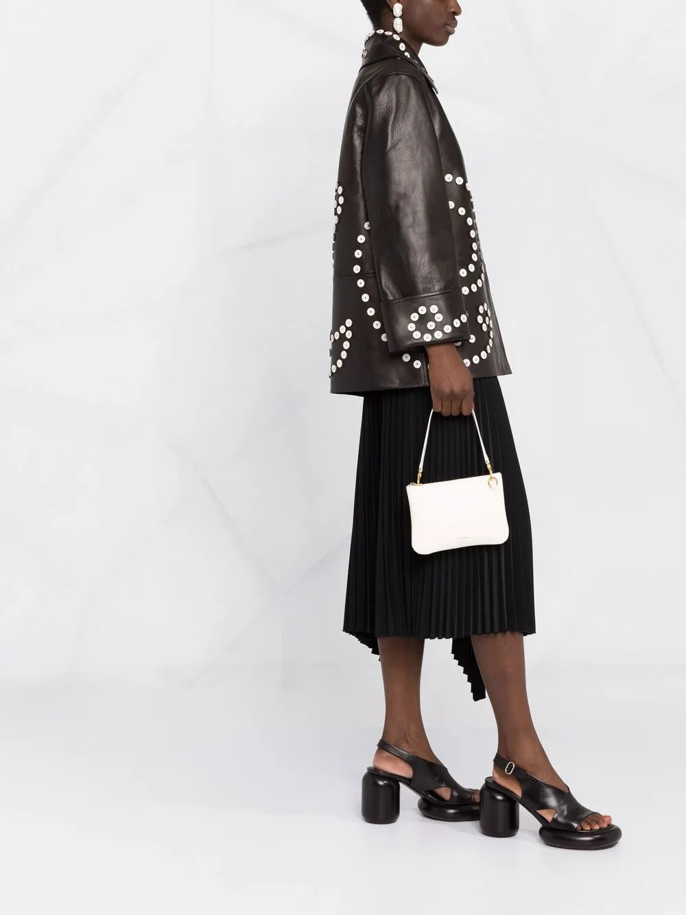 Jil Sander Leren crossbodytas Beige