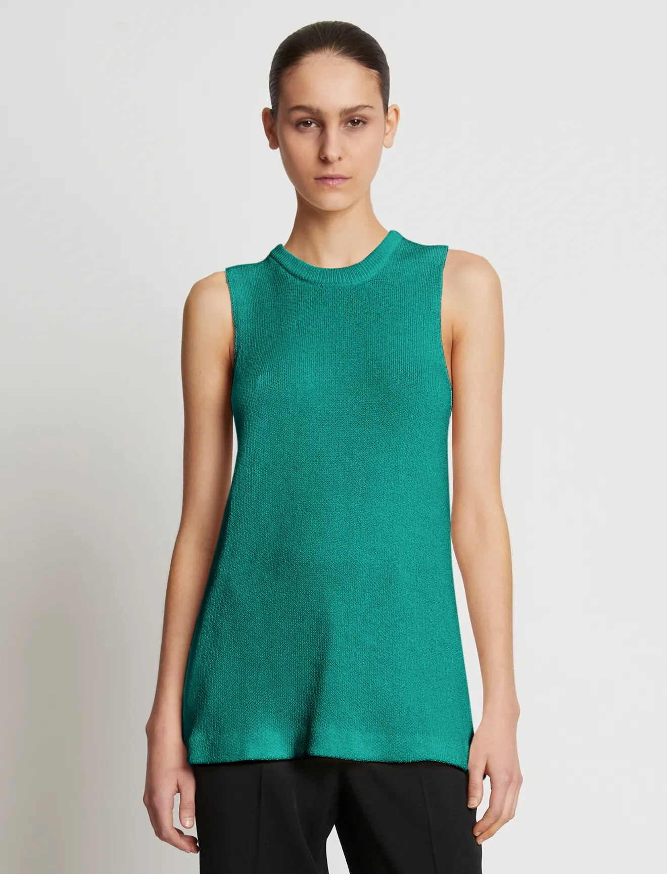 Twist Back Viscose Crepe Knit Tank in green Proenza Schouler